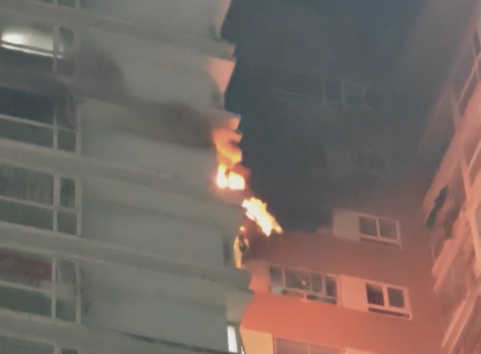 Cháy căn hộ tầng 16 chung cư ở TPHCM, cư dân hoảng hốt tháo chạy - Ảnh 1.