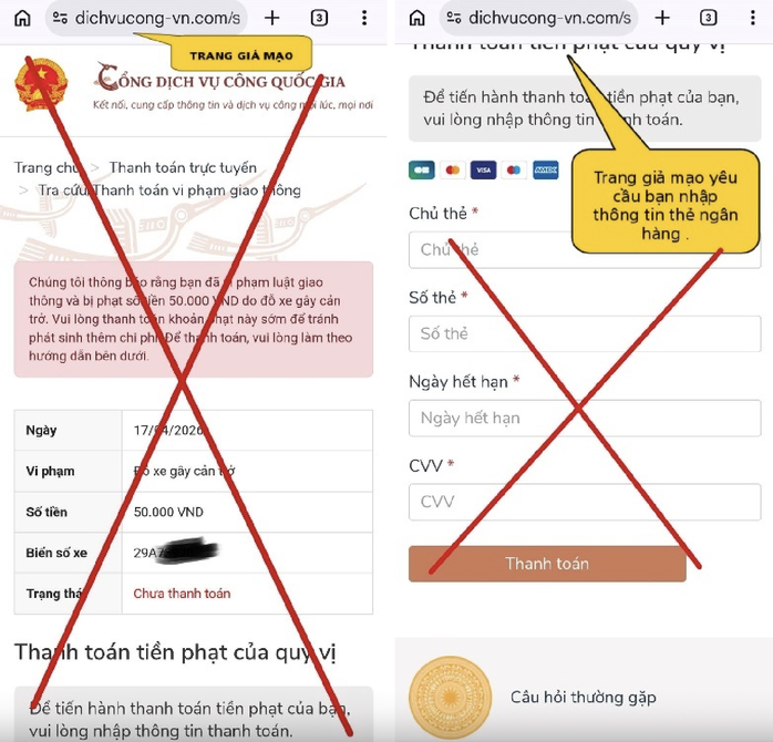 Cảnh b&aacute;o lừa đảo phạt nguội 50 . 000 VND qua website giả dịch vụ c&ocirc;ng - Ảnh 1.