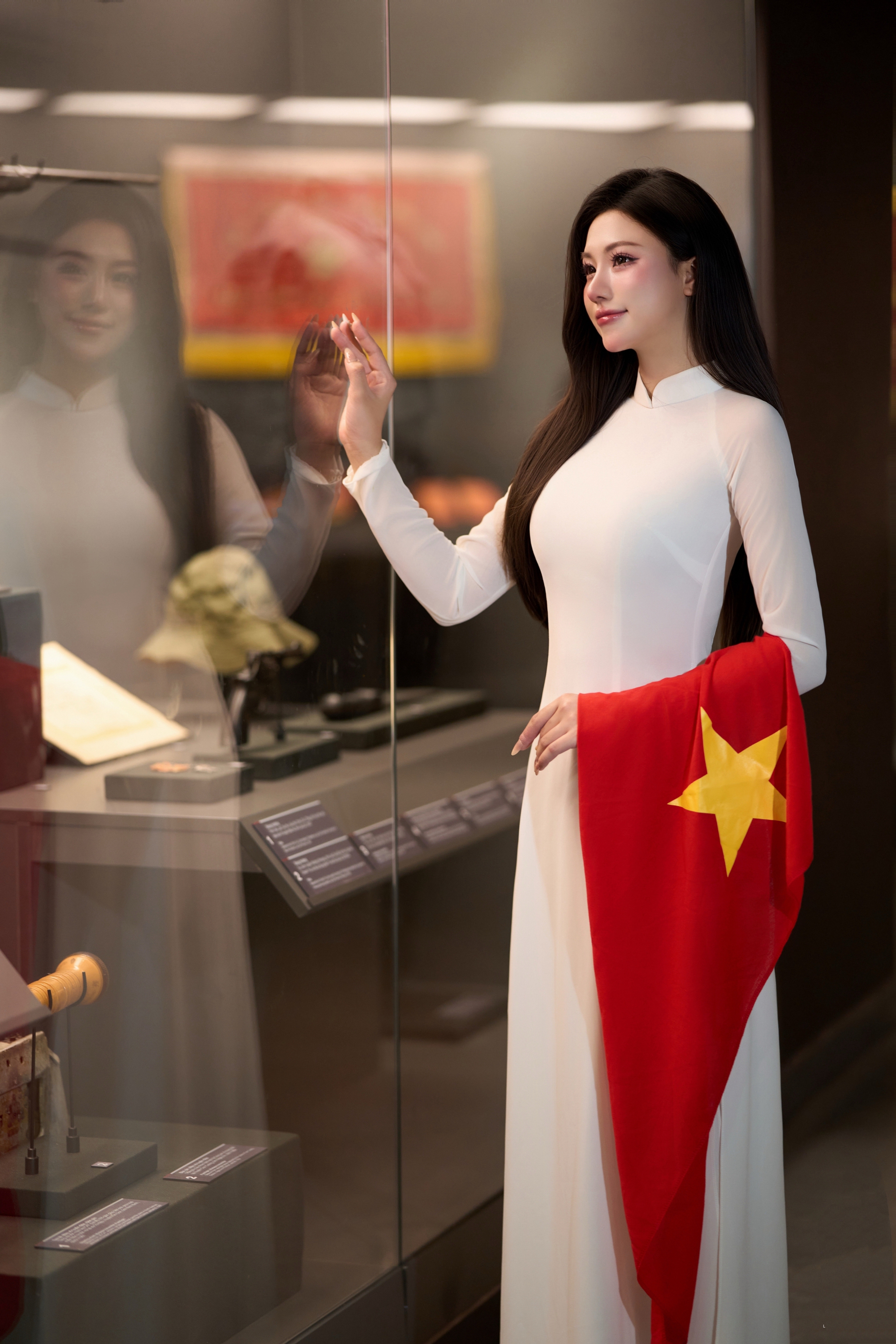 &Aacute; kh&ocirc;i Phương Anh diện &aacute;o d&agrave;i, thăm Bảo t&agrave;ng Lịch sử Qu&acirc;n sự Việt Nam dịp 30/4 - Ảnh 2.