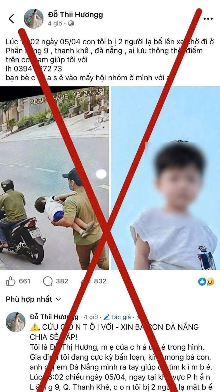 Công an Đà Nẵng khẳng định thông tin cháu bé bị bắt cóc là bịa đặt - Ảnh 1.