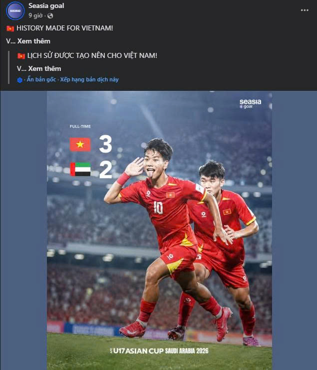 Truyền th&ocirc;ng ch&acirc;u &Aacute; ca ngợi kỳ t&iacute;ch World Cup của U17 Việt Nam - Ảnh 2.