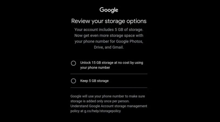 Google giảm dung lượng Gmail từ 15GB xuống 5GB nếu kh&ocirc;ng cung cấp th&ocirc;ng tin c&aacute; nh&acirc;n - Ảnh 1.