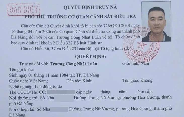 Truy n&atilde; đặc biệt Trương C&ocirc;ng Nhật Lu&acirc;n cầm đầu đường d&acirc;y c&aacute; độ b&oacute;ng đ&aacute; 350 tỷ đồng - Ảnh 1.