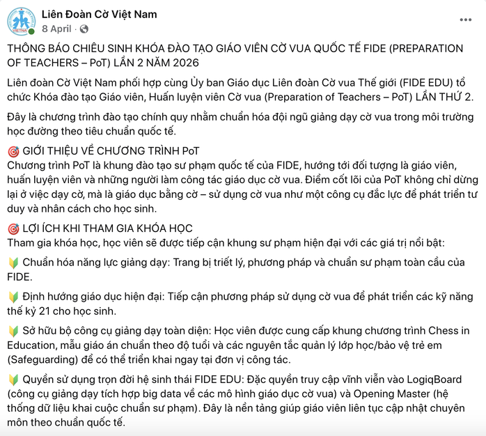 Nghi vấn sai phạm t&agrave;i ch&iacute;nh, FIDE dừng cấp chứng chỉ giảng vi&ecirc;n cờ vua tại Việt Nam - Ảnh 4.