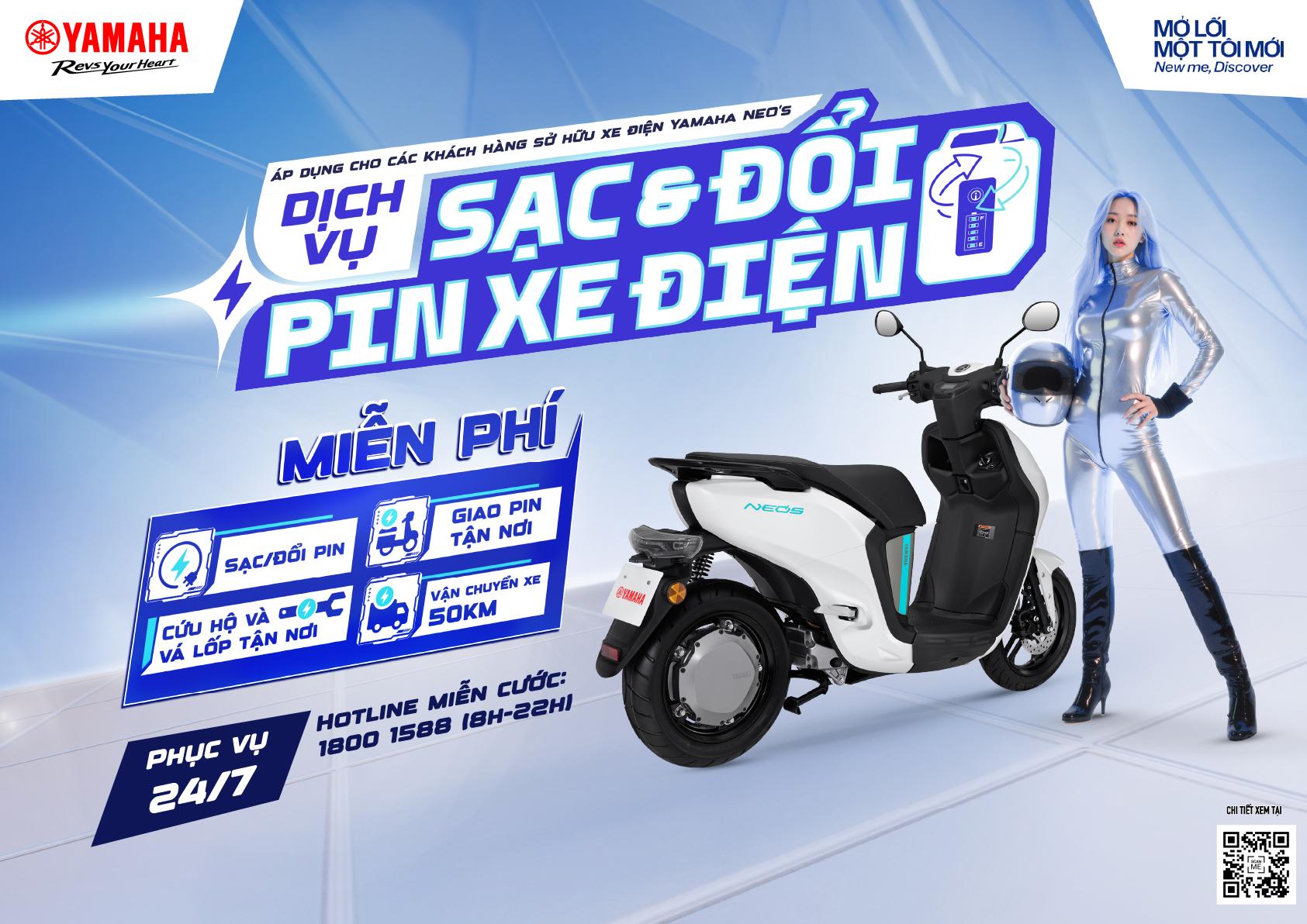 Dịch vụ sạc và đổi pin 24/7 miễn phí - Giải pháp hiện đại cho người dùng xe điện Yamaha NEO’s - Ảnh 1. Dịch vụ sạc và đổi pin 24/7 miễn phí - Giải pháp hiện đại cho người dùng xe điện Yamaha NEO’s - Ảnh 1.