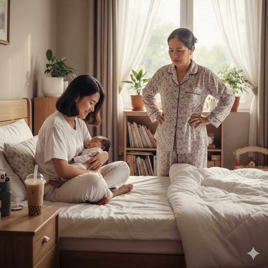 Mẹ chồng ng&agrave;y n&agrave;o cũng nấu cơm, bế ch&aacute;u gi&uacute;p nhưng con d&acirc;u vẫn gầy sọp c&ograve;n 38kg, nh&agrave; ngoại thấy thế đ&ugrave;ng đ&ugrave;ng đến đ&ograve;i người- Ảnh 1.