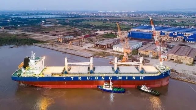 Kỳ t&iacute;ch hạ thuỷ con t&agrave;u 65.000 tấn, d&agrave;i 200m, 5 hầm h&agrave;ng do ch&iacute;nh người Việt Nam thực hiện: B&aacute;o quốc tế khen ngợi, ng&agrave;nh đ&oacute;ng t&agrave;u nước ta lọt Top 4 thế giới - Ảnh 3.