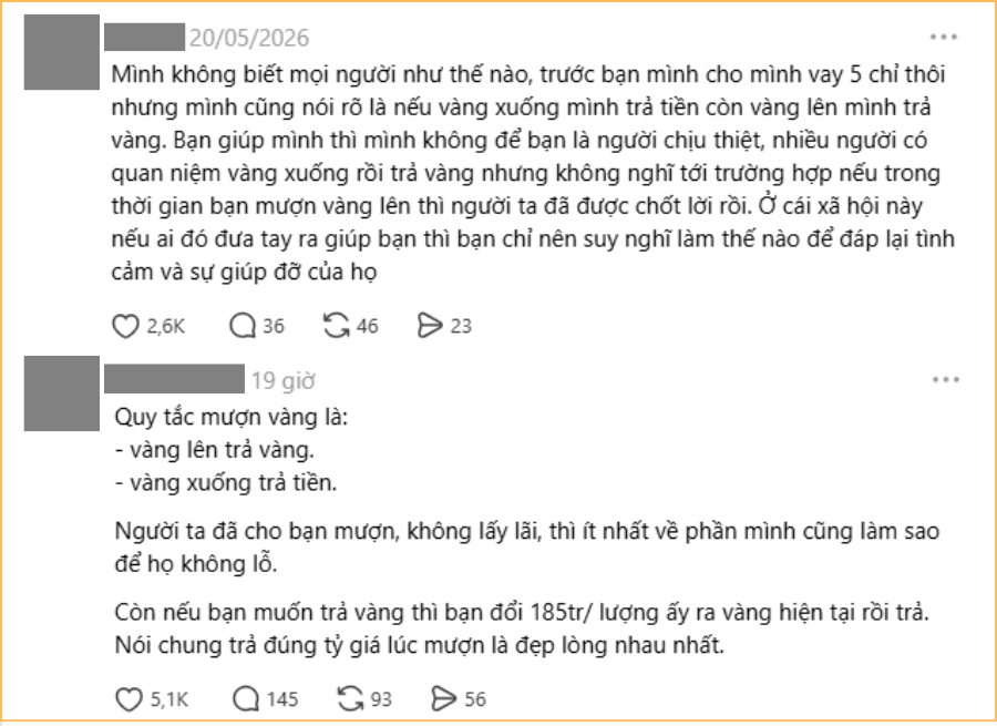 Vay 4 c&acirc;y v&agrave;ng l&uacute;c gi&aacute; v&agrave;ng 190 triệu, giờ v&agrave;ng giảm muốn trả v&agrave;ng lại bị n&oacute;i kh&ocirc;ng biết điều? - Ảnh 5.