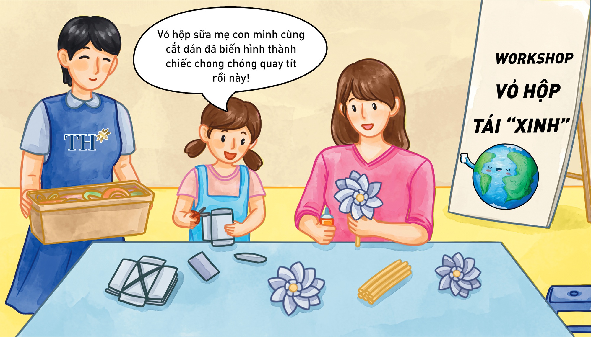Cùng TH biến hình vỏ hộp sữa thành chong chóng hưởng ứng Ngày Môi Trường Thế giới 5/6 - Ảnh 2.