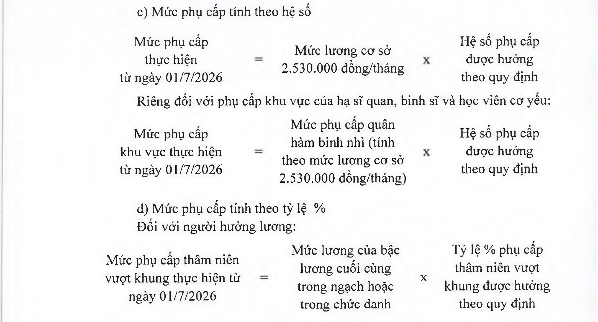 Bảng phụ cấp chức vụ l&atilde;nh đạo, phụ cấp qu&acirc;n h&agrave;m hạ sĩ quan, binh sĩ trong Qu&acirc;n đội theo mức lương cơ sở mới- Ảnh 1.