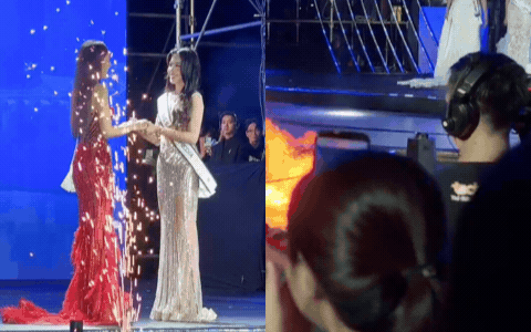 Sân khấu Miss Cosmo TP. HCM bốc cháy khi Nam Anh đăng quang- Ảnh 1. Sân khấu Miss Cosmo TP. HCM bốc cháy khi Nam Anh đăng quang- Ảnh 1.