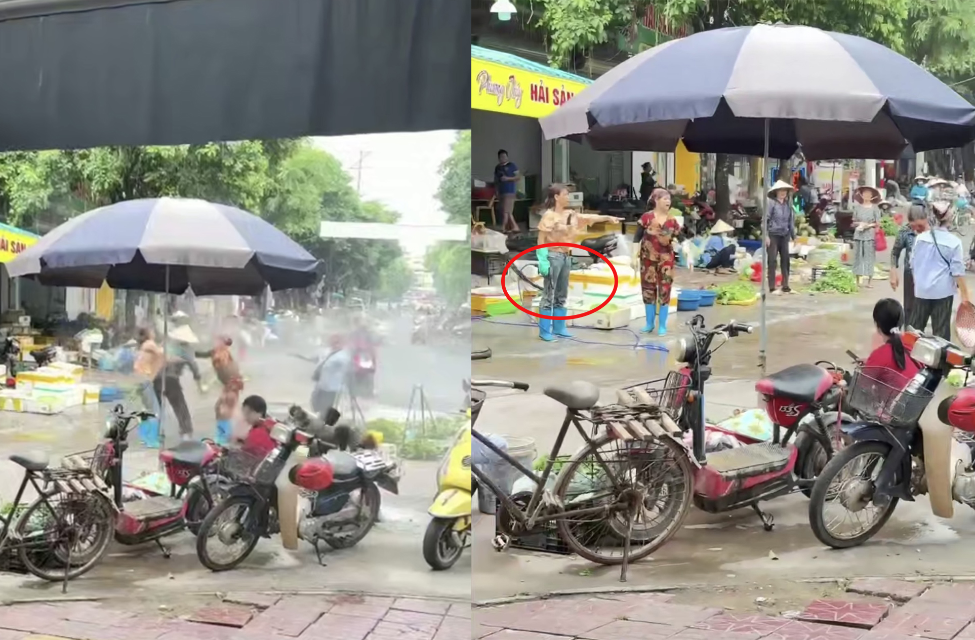 Vụ người phụ nữ bán rau bị chủ quán hải sản xịt vòi nước gây chảy máu mắt: Công an vào cuộc - Ảnh 1.