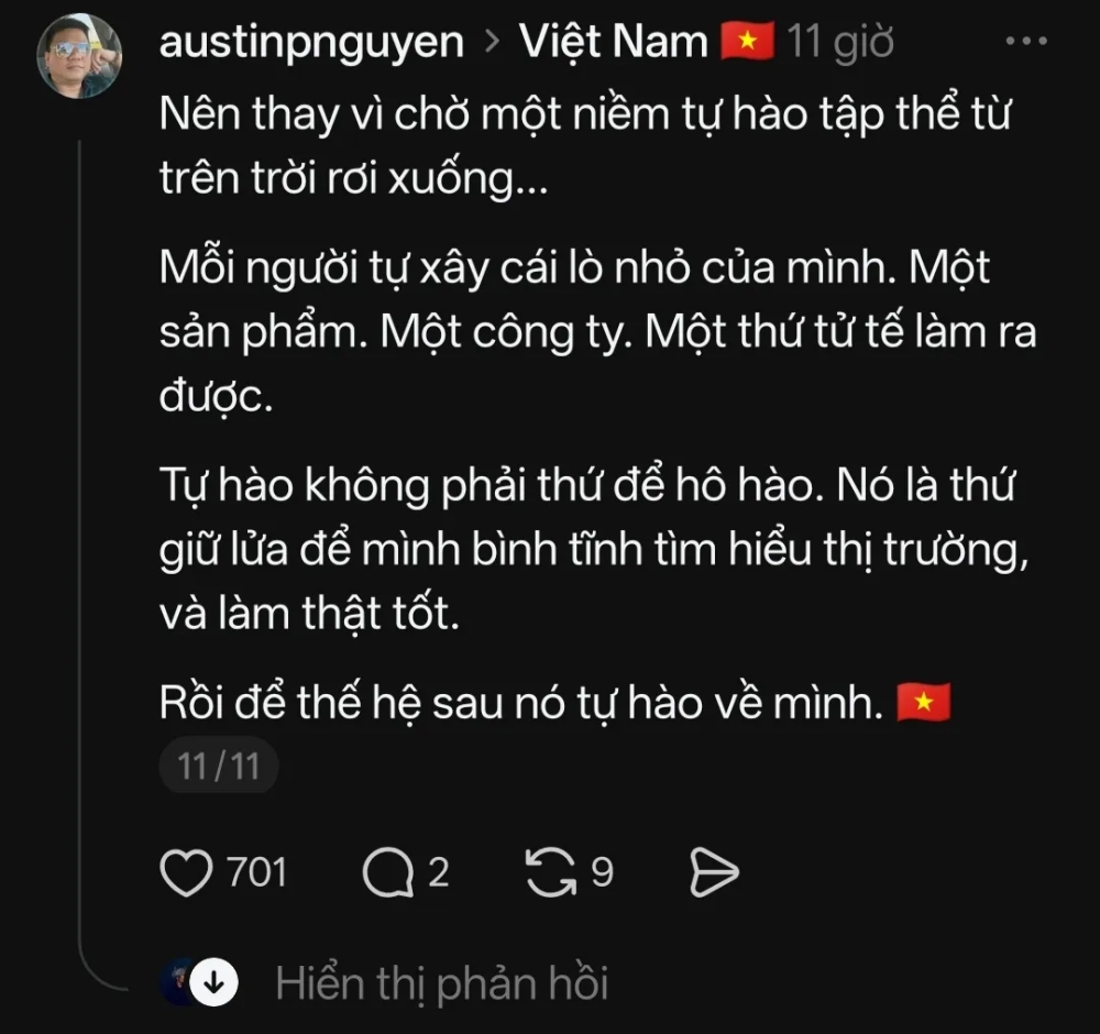 Người Việt c&oacute; g&igrave; để tự h&agrave;o ngo&agrave;i lịch sử? C&acirc;u trả lời tr&ecirc;n Threads khiến nhiều người suy ngẫm - Ảnh 8.