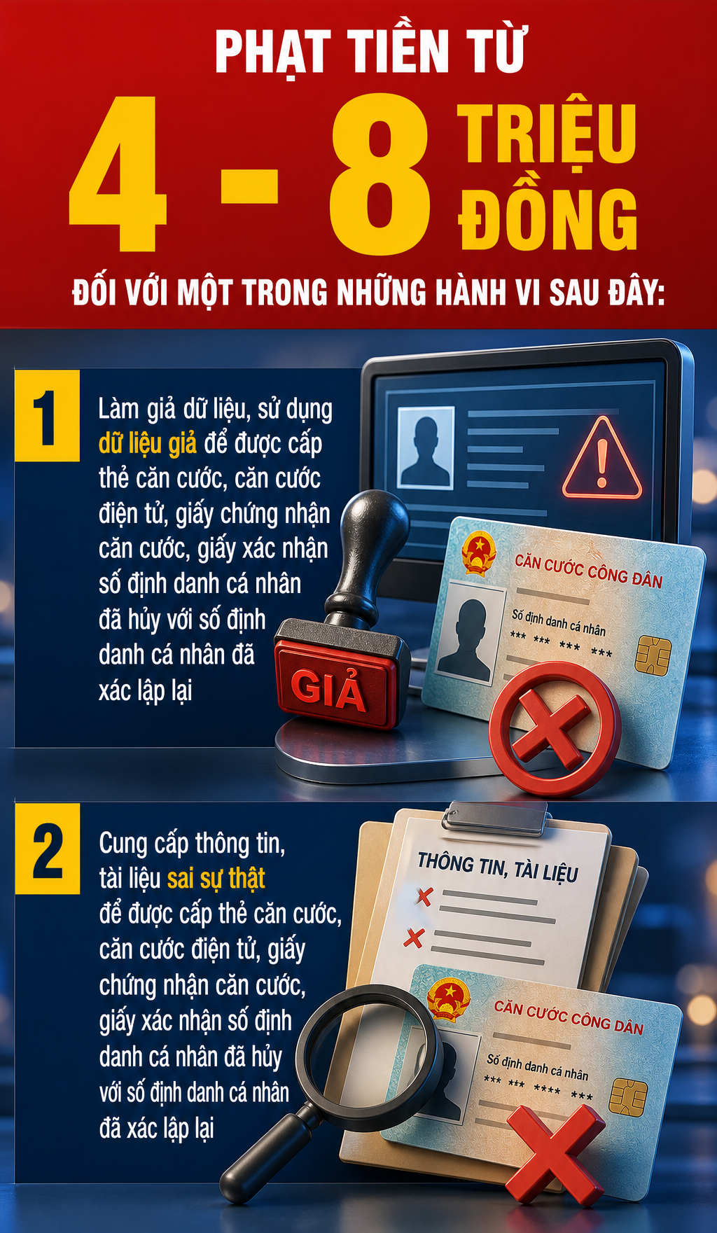 C&aacute;c h&agrave;nh vi bị phạt tiền từ 1 triệu đến 10 triệu đồng: Tất cả người d&ugrave;ng thẻ căn cước cần biết - Ảnh 2.