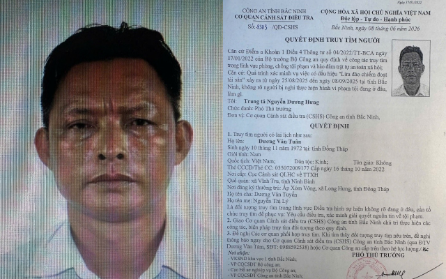 C&ocirc;ng an Bắc Ninh truy t&igrave;m Dương Văn Tu&acirc;n để điều tra vụ Lừa đảo t&agrave;i sản - Ảnh 1.
