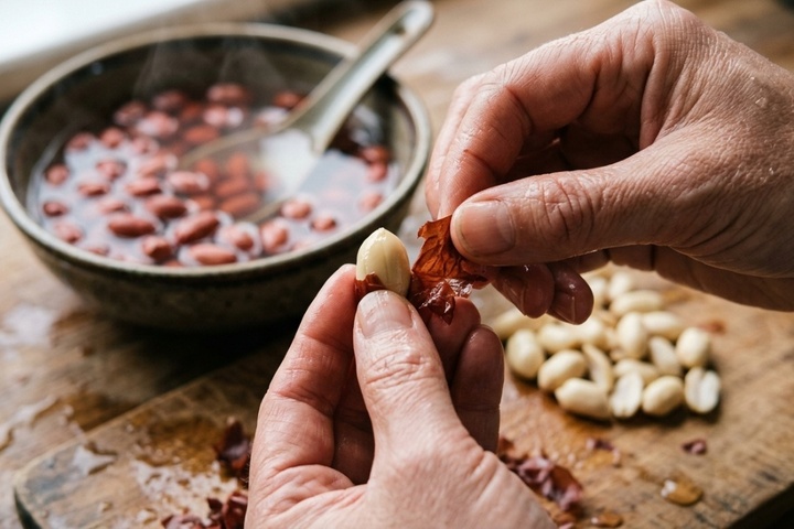 Mẹo b&oacute;c vỏ đậu phộng nhanh ch&oacute;ng v&agrave; hiệu quả cho mọi nội trợ - Ảnh 1.