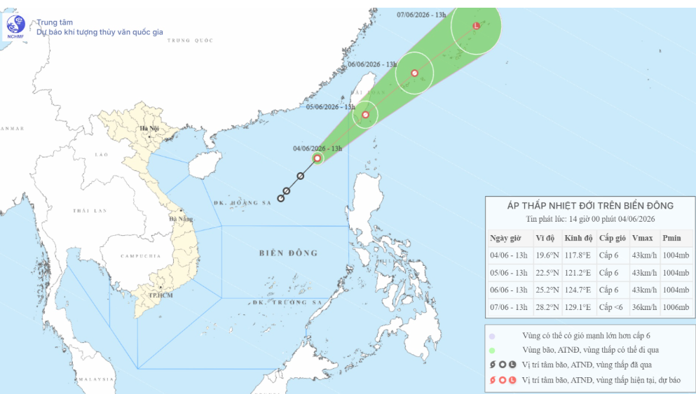 &Aacute;p thấp nhiệt đới giật cấp 8, c&aacute;ch đặc khu Ho&agrave;ng Sa khoảng 650km - Ảnh 1.