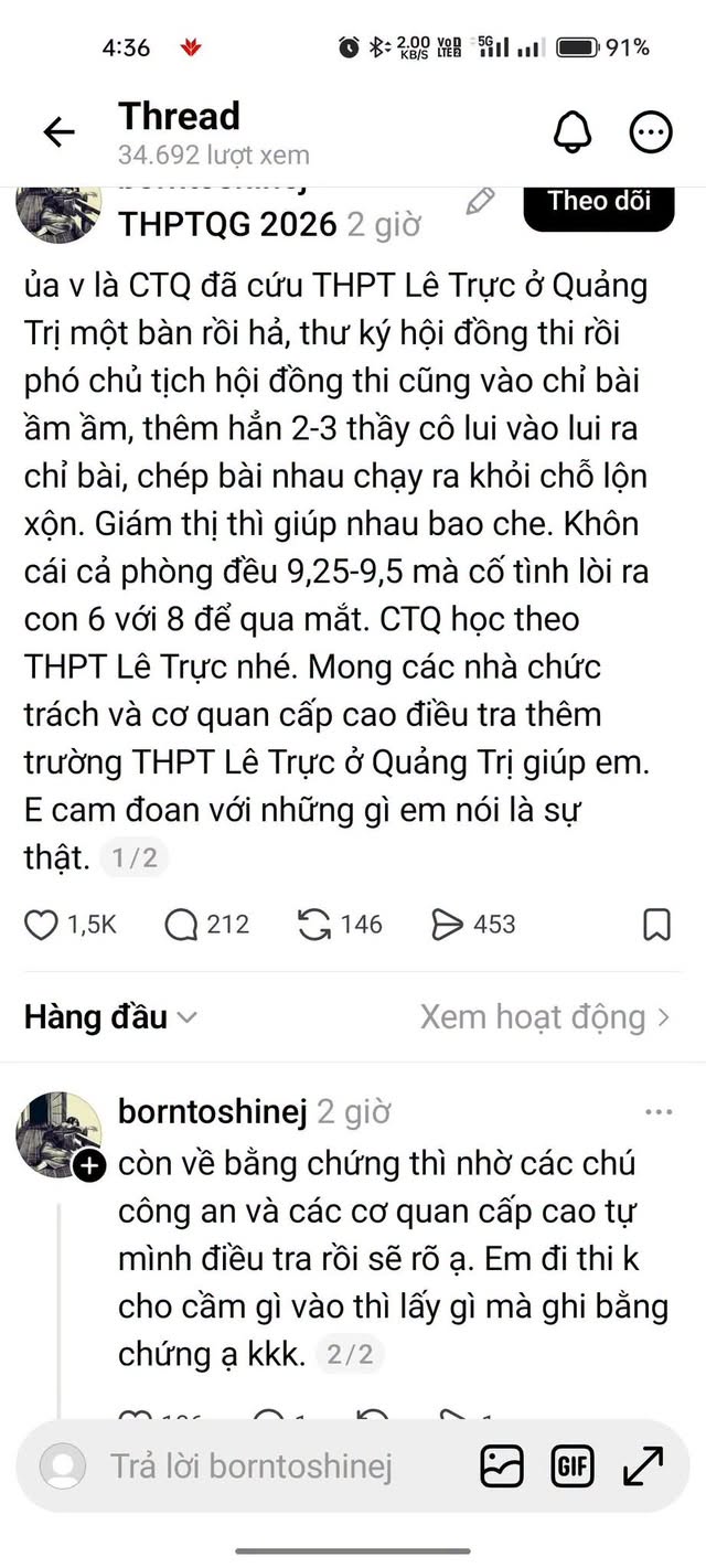 Điều tra khẩn li&ecirc;n quan đến gian lận tại kỳ thi tốt nghiệp THPT 2026 ở Quảng Trị - Ảnh 2.