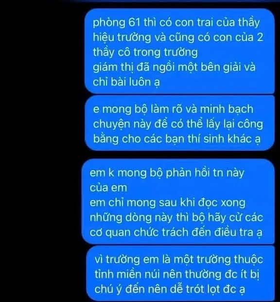 Hiệu trưởng c&oacute; con dự thi ở điểm thi bị phản &aacute;nh ti&ecirc;u cực ở Quảng Trị l&ecirc;n tiếng: "Hết sức bất ngờ" - Ảnh 2.