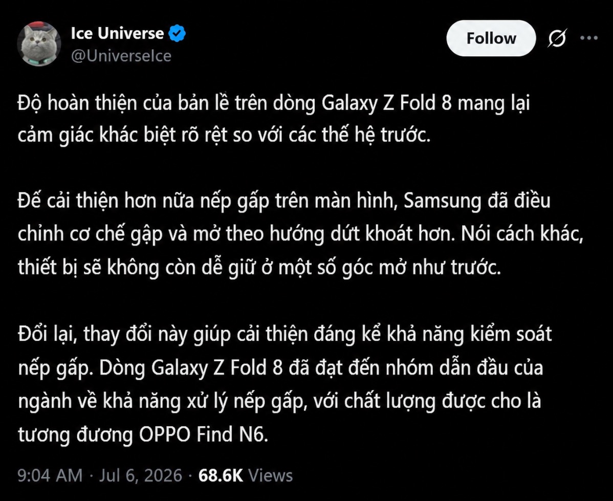 Galaxy Z Fold 8 c&oacute; thể thay đổi từ b&ecirc;n trong để ho&agrave;n thiện trải nghiệm b&ecirc;n ngo&agrave;i - Ảnh 1.