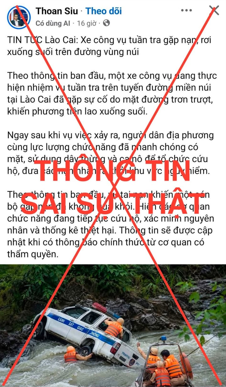 C&ocirc;ng an L&agrave;o Cai b&aacute;c th&ocirc;ng tin xe c&ocirc;ng vụ lao xuống suối ho&agrave;n to&agrave;n sai sự thật - Ảnh 1.