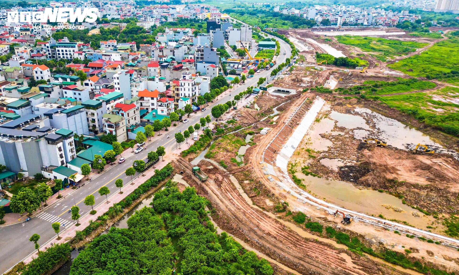 Hồ điều h&ograve;a Cự Khối 30 ha tại Long Bi&ecirc;n: Tiến độ thi c&ocirc;ng v&agrave; kỳ vọng giảm ngập - Ảnh 2.