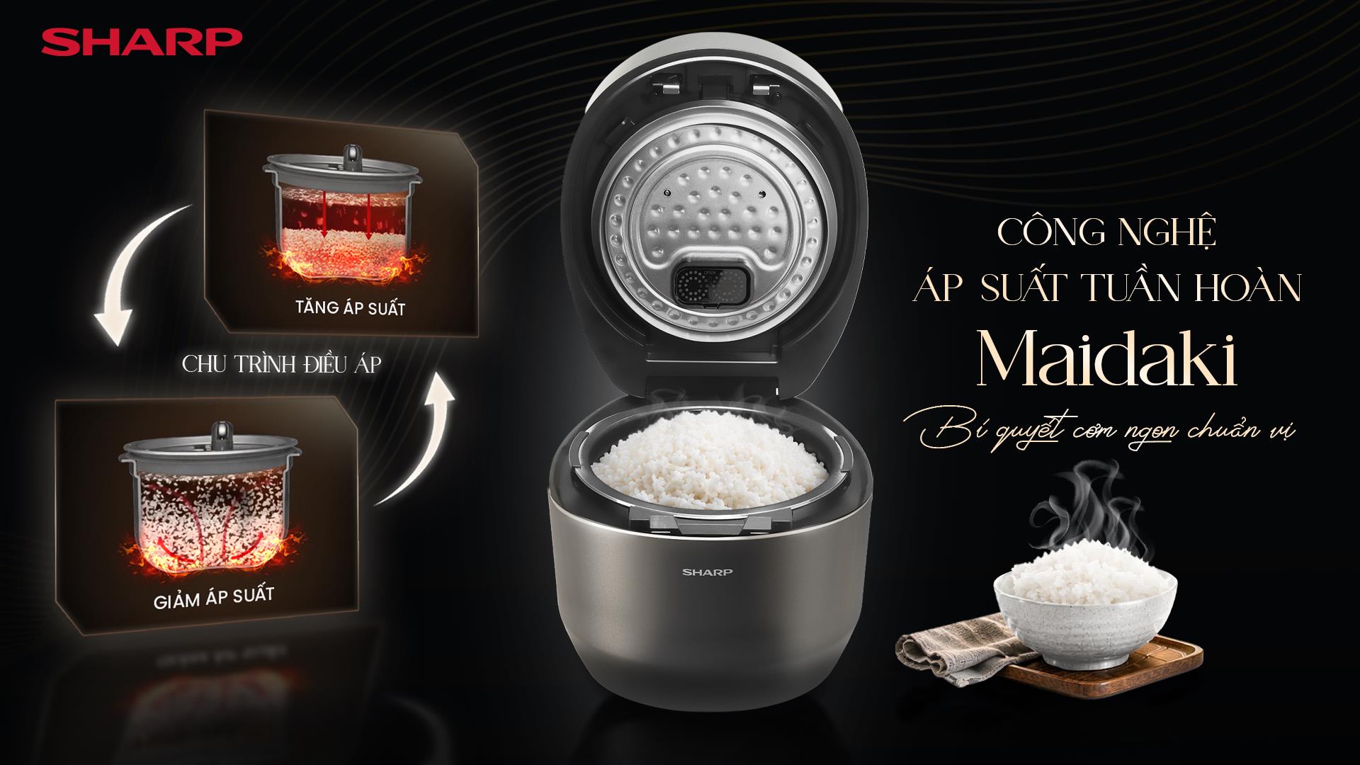 Sharp Maidaki – Tinh hoa nấu cơm chuẩn Nhật cho gia đình Việt - Ảnh 1. Sharp Maidaki – Tinh hoa nấu cơm chuẩn Nhật cho gia đình Việt - Ảnh 1.
