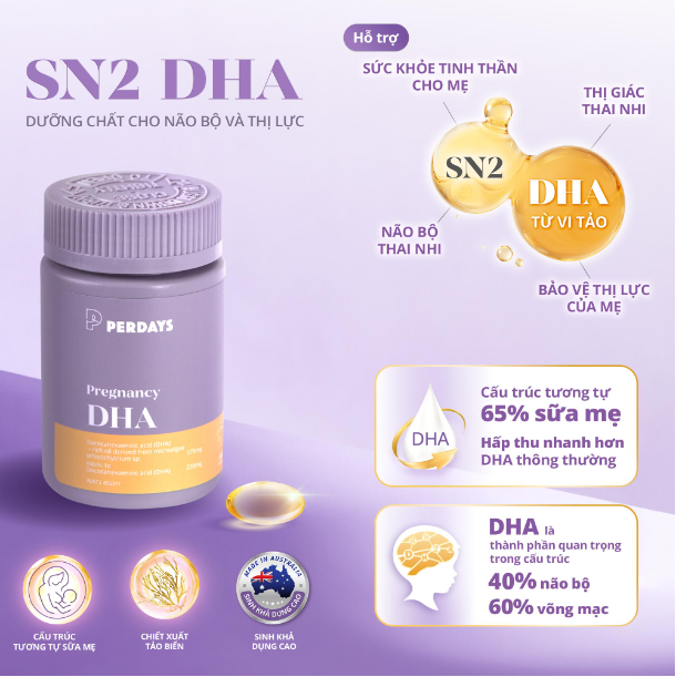 Perdays Pregnancy DHA – SN-2 DHA vi tảo Úc cho mẹ bầu - Ảnh 1. Perdays Pregnancy DHA – SN-2 DHA vi tảo Úc cho mẹ bầu - Ảnh 1.