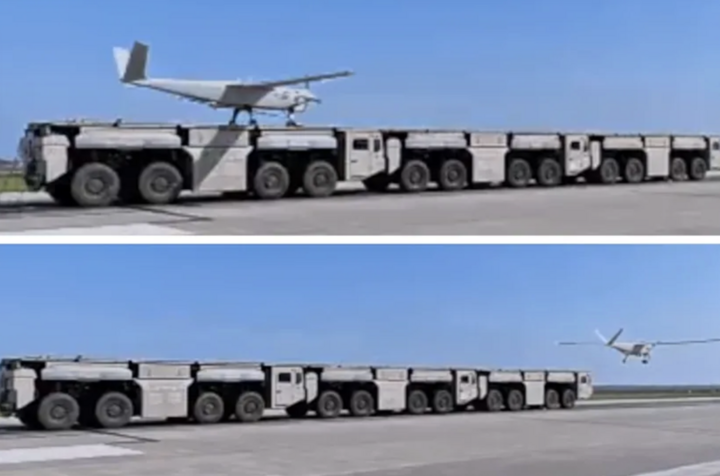 Khoảnh khắc UAV Trung Quốc cất c&aacute;nh từ m&aacute;y ph&oacute;ng điện từ gắn tr&ecirc;n xe tải 2026 - Ảnh 1.