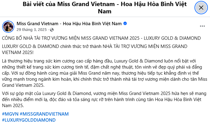 Nh&agrave; t&agrave;i trợ vương miện cho Sen V&agrave;ng tại Miss Grand Vietnam v&agrave; Miss World Vietnam tạm ngưng hoạt động trong 10 ng&agrave;y- Ảnh 2.