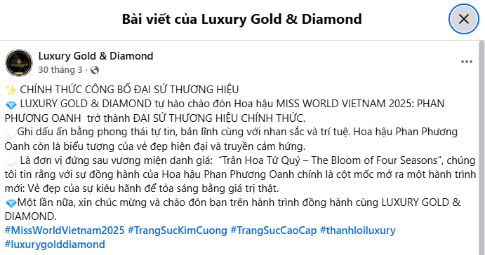 Nh&agrave; t&agrave;i trợ vương miện cho Sen V&agrave;ng tại Miss Grand Vietnam v&agrave; Miss World Vietnam tạm ngưng hoạt động trong 10 ng&agrave;y- Ảnh 5.