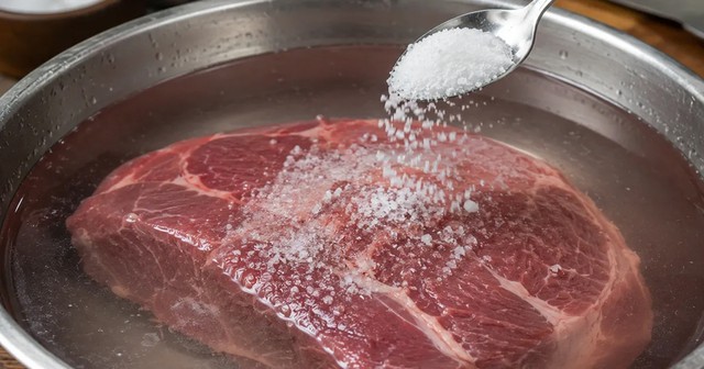 Tại sao n&ecirc;n ng&acirc;m thịt bằng nước muối trước khi chế biến? - Ảnh 2.