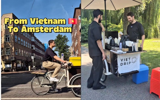 Người H&agrave; Lan m&ecirc; c&agrave; ph&ecirc; phin Việt Nam giữa c&ocirc;ng vi&ecirc;n Amsterdam - Ảnh 2.