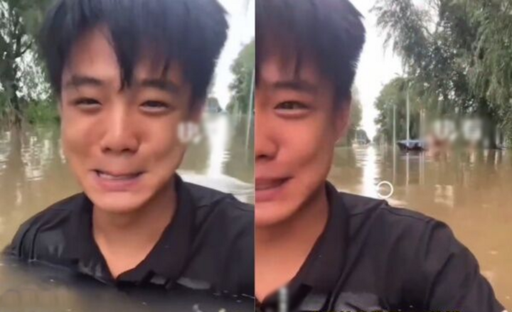 Nước ngập đến cổ nh&acirc;n vi&ecirc;n vẫn đi l&agrave;m, &ocirc;ng chủ nhờ người giải cứu - Ảnh 1.