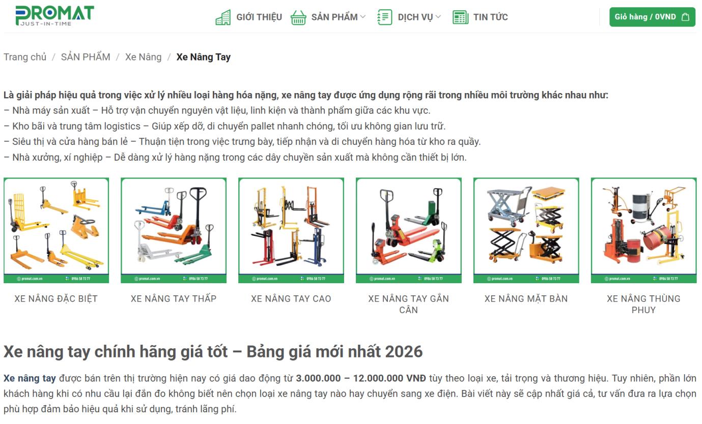 Promat – Công ty bán xe nâng tay uy tín tại Việt Nam 2026 - Ảnh 2. Promat – Công ty bán xe nâng tay uy tín tại Việt Nam 2026 - Ảnh 2.