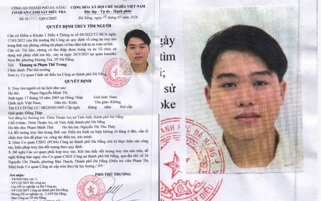 Công an Đà Nẵng truy tìm Phạm Nguyễn Minh Thi SN 2005 liên quan đến ma túy - Ảnh 1. Công an Đà Nẵng truy tìm Phạm Nguyễn Minh Thi SN 2005 liên quan đến ma túy - Ảnh 1.