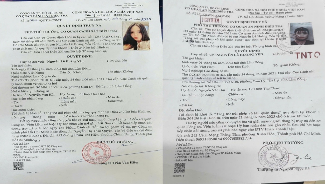 Bắt giữ đối tượng truy n&atilde; Nguyễn L&ecirc; Ho&agrave;ng Yến về tội ma t&uacute;y v&agrave; vũ kh&iacute; - Ảnh 1.