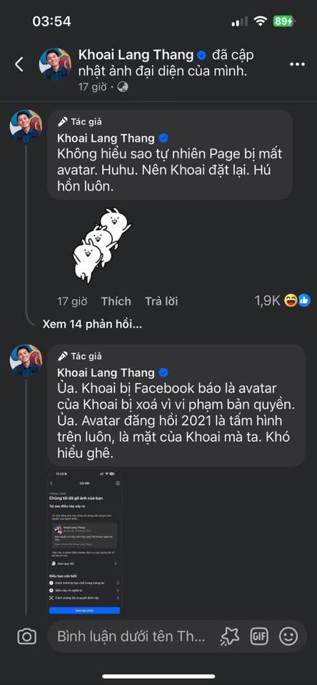 Khoai Lang Thang mất ảnh đại diện Facebook v&igrave; vi phạm bản quyền năm 2026 - Ảnh 2.
