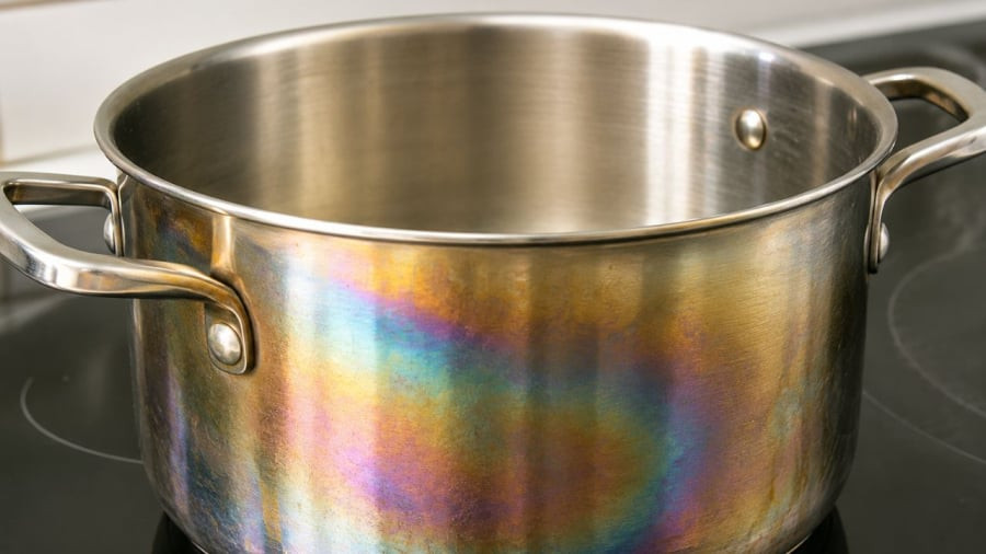 Lời khuy&ecirc;n cho những gia đ&igrave;nh đang nấu ăn bằng nồi inox xuất hiện những vệt loang cầu vồng - Ảnh 1.