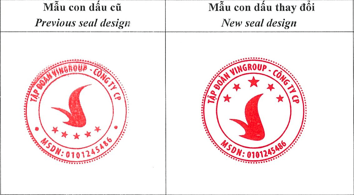 Từ h&ocirc;m nay, Vingroup ch&iacute;nh thức c&oacute; mẫu con dấu mới - Ảnh 1.