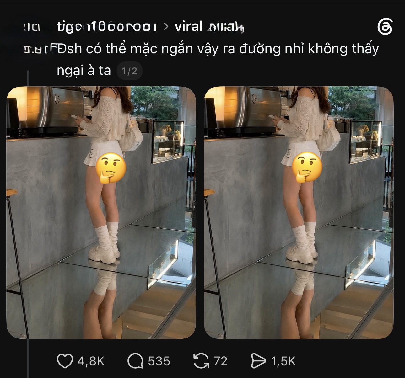 Mặc váy ngắn đi cà phê nhưng gặp sàn nhà bằng gương, cô gái tạo nên tranh cãi - Ảnh 2.