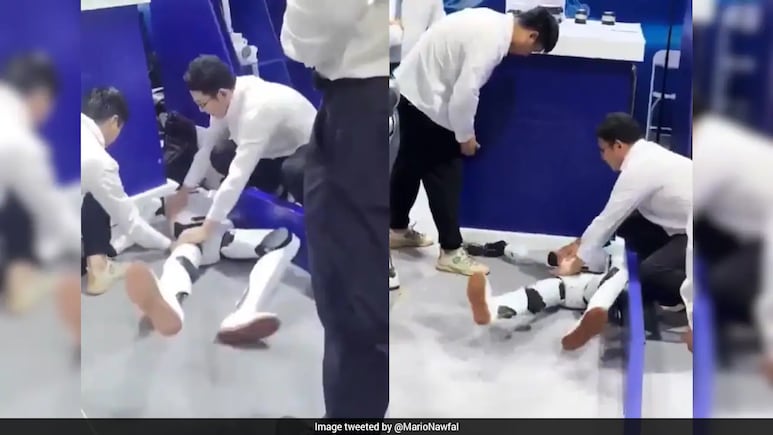 Robot mất kiểm so&aacute;t, quẫy đạp dữ dội tại Hội nghị Robot Thế giới ở Trung Quốc- Ảnh 1.