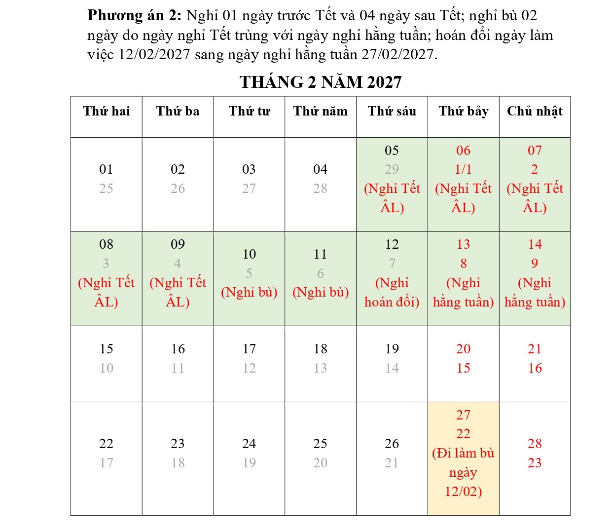 Đề xuất nghỉ Tết Nguyên đán 2027 cho công chức viên chức và người lao động - Ảnh 3. Đề xuất nghỉ Tết Nguyên đán 2027 cho công chức viên chức và người lao động - Ảnh 3.