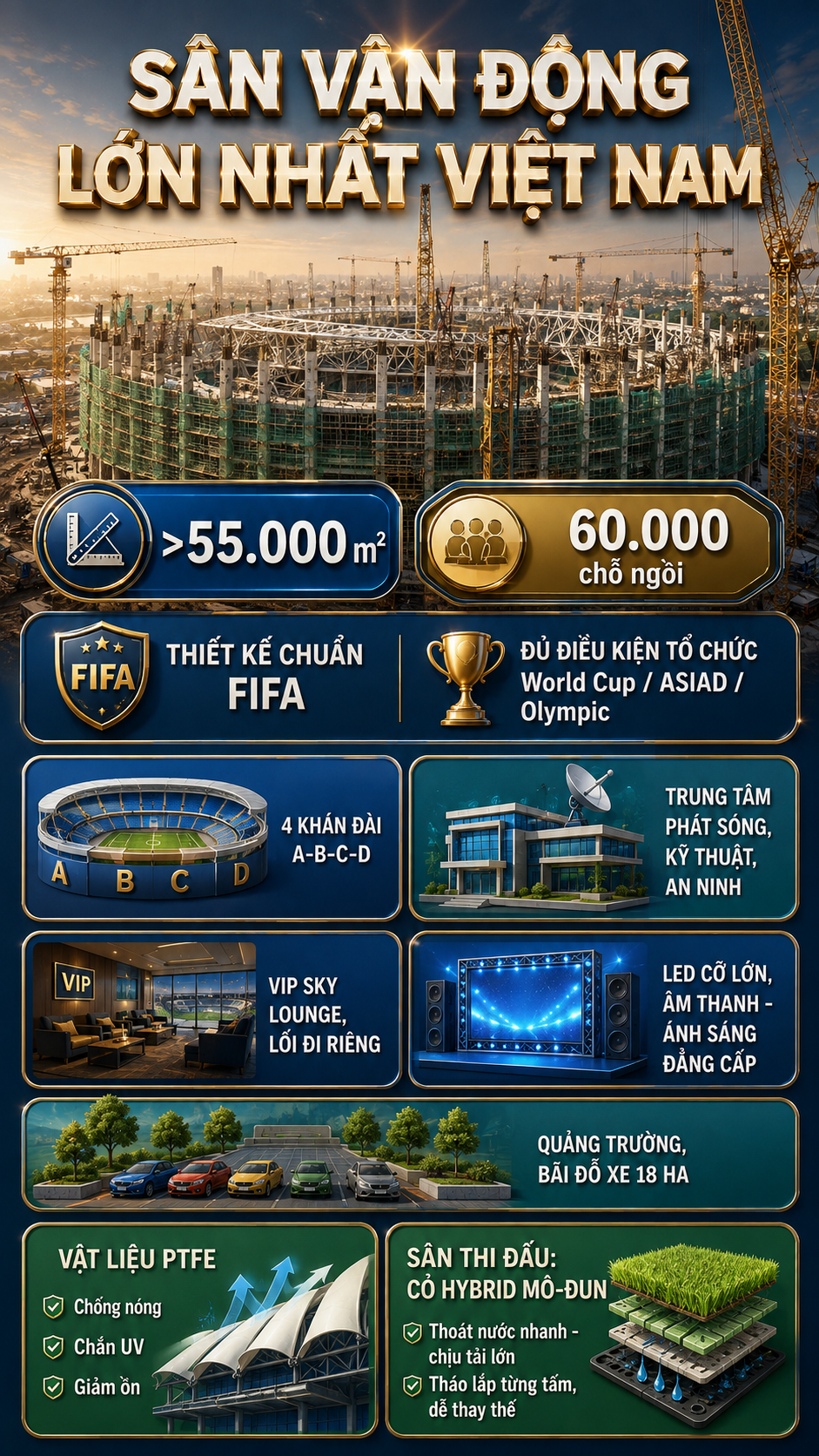 'Siêu mái vòm' 60.000 chỗ của Việt Nam mà Chủ tịch FIFA vừa thăm: Do Vingroup xây dựng, tiến độ 'thần tốc' - Ảnh 5.