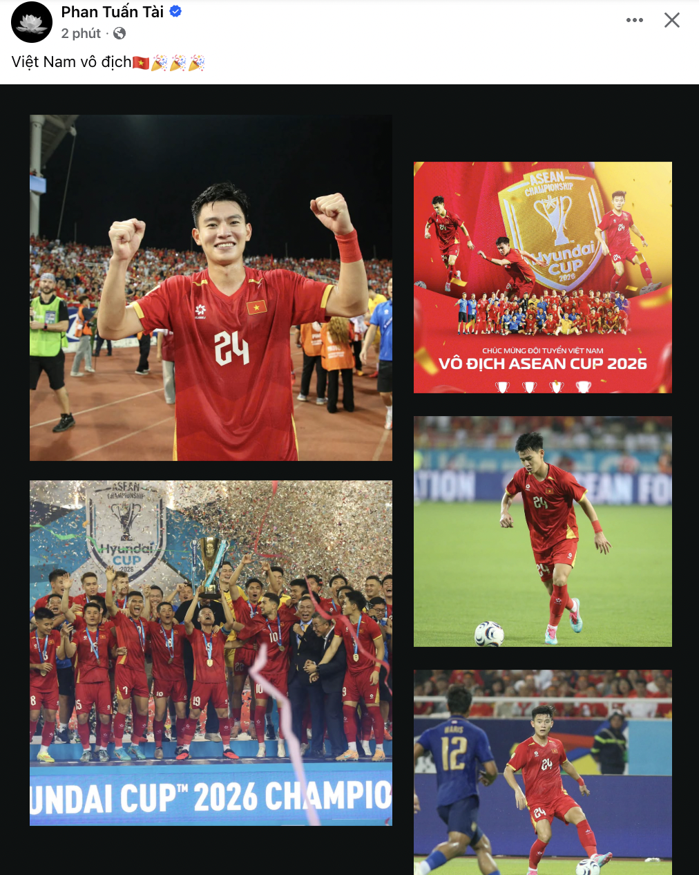 Cầu thủ ĐT Việt Nam ăn mừng vô địch ASEAN Cup 2026 trên mạng xã hội - Ảnh 5. Cầu thủ ĐT Việt Nam ăn mừng vô địch ASEAN Cup 2026 trên mạng xã hội - Ảnh 5.