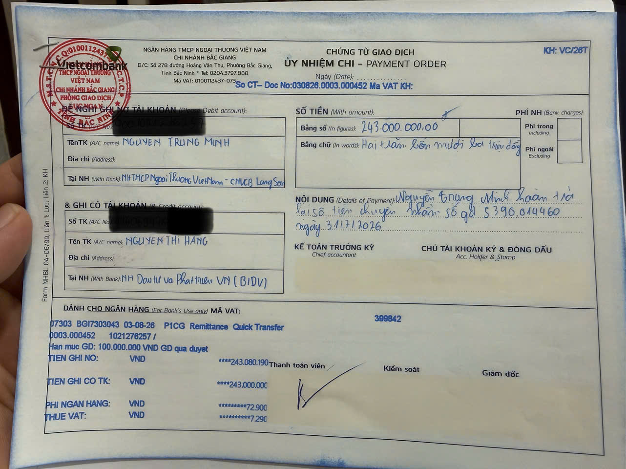 Điều tra giao dịch ngân hàng 243 triệu đồng chuyển nhầm của Nguyễn Trung Minh năm 2026 - Ảnh 2. Điều tra giao dịch ngân hàng 243 triệu đồng chuyển nhầm của Nguyễn Trung Minh năm 2026 - Ảnh 2.