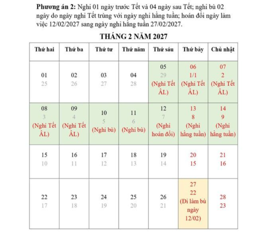 Bộ Nội vụ đề xuất nghỉ 7 ngày liên tục dịp Tết Nguyên đán 2027 - Ảnh 3.