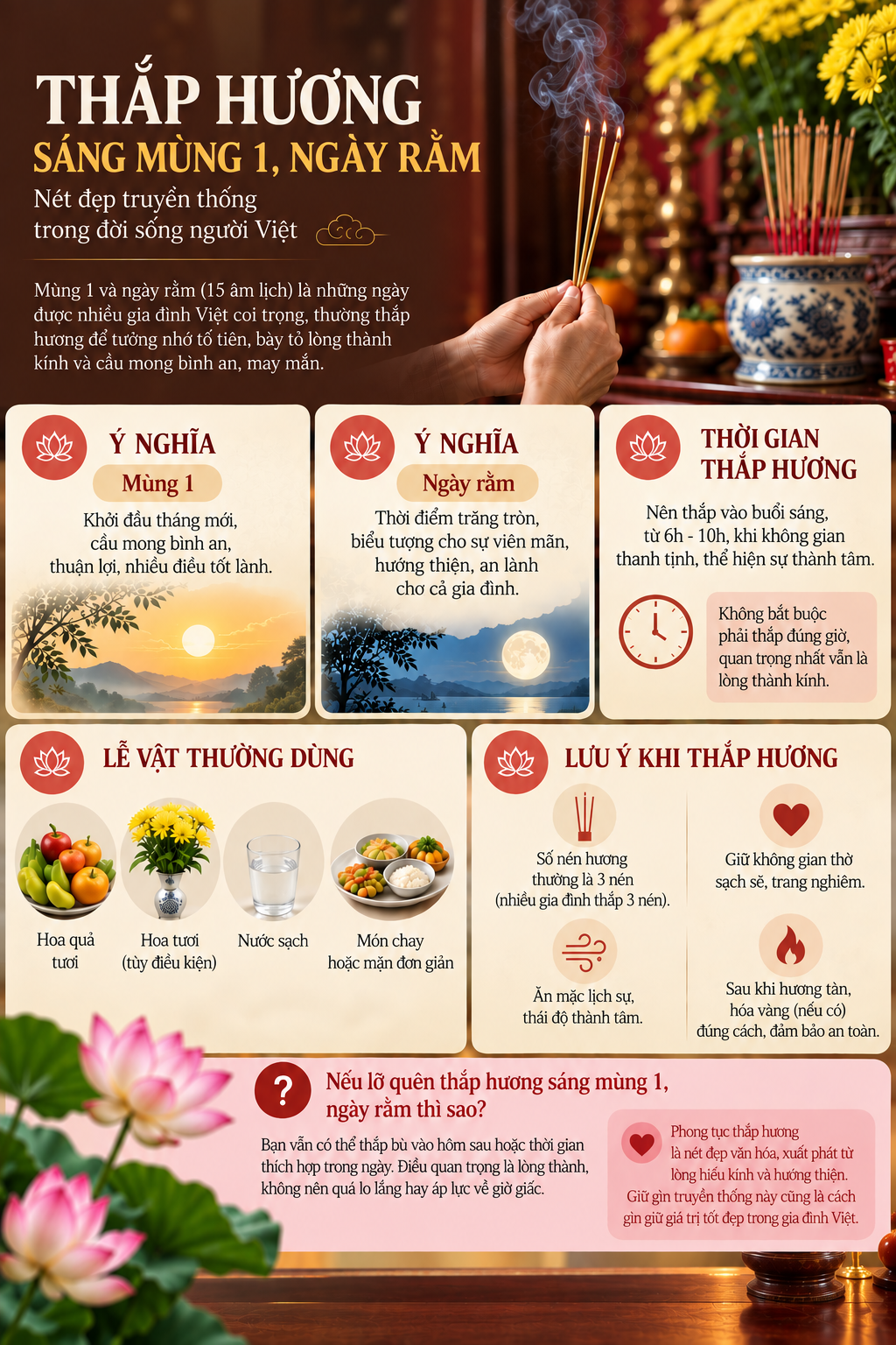 Lời khuyên cho người bận rộn lỡ quên thắp hương sáng mùng 1: Có nên thắp bù vào hôm sau? - Ảnh 2.