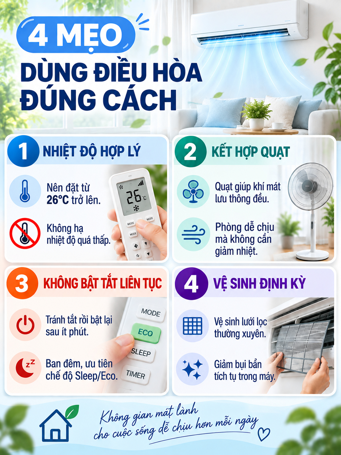 Lời khuy&ecirc;n bật điều h&ograve;a m&aacute;t m&agrave; đỡ tốn điện cho gia đ&igrave;nh bạn năm 2026 - Ảnh 2.