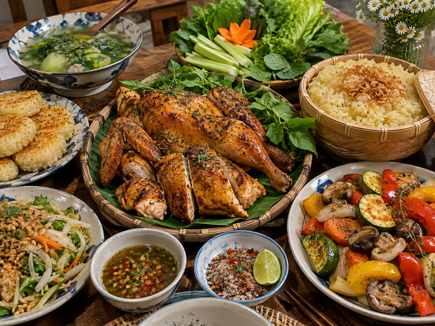 M&oacute;n ngon ng&agrave;y mưa: G&agrave; nướng mắc mật , x&ocirc;i dẻo v&agrave; rau củ nướng hấp dẫn - Ảnh 1.
